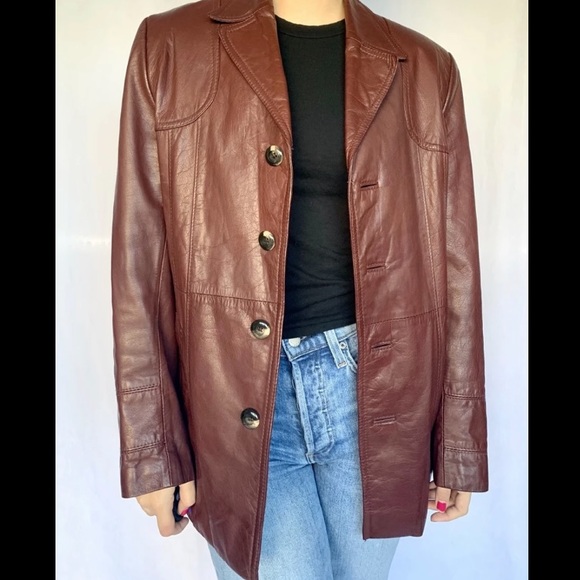 Jackets & Blazers - Vintage Burgundy Leather Jacket